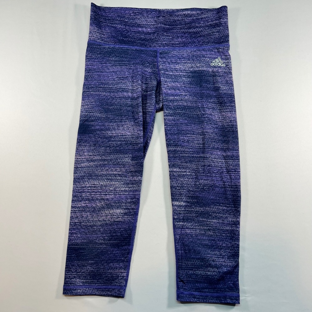 Adidas Climalite Mid‎ Rise Cropped Leggings Purple Space Dye Womens Small